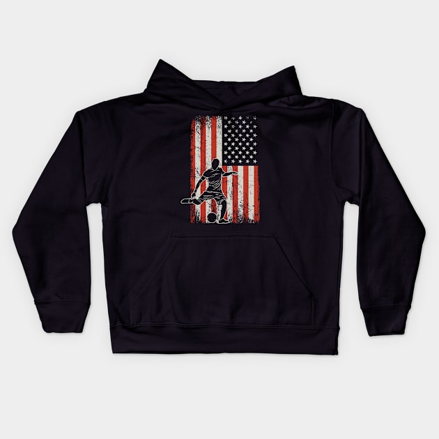 USA Flag Soccer Player Kids Hoodie by ryanjaycruz